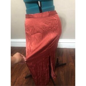Anthropologie WAYF Rust Slip Midi Skirt